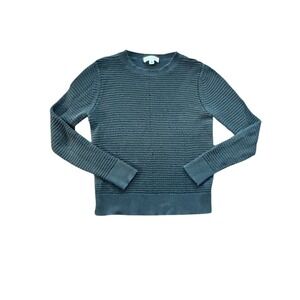 WHITE + WARREN Women Knit Sweater Crew Neck Long Sleeve Textured Black Size S